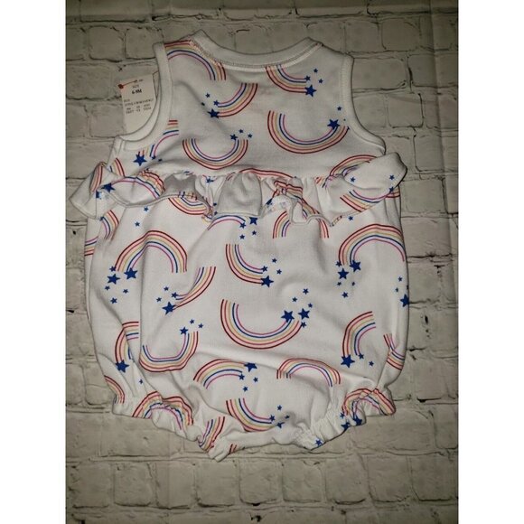𝅺NWT Cat & Jack Baby Girl Rainbow & Star White 1 Piece Romper Size 3-6mo, 6-9mo - Picture 2 of 2